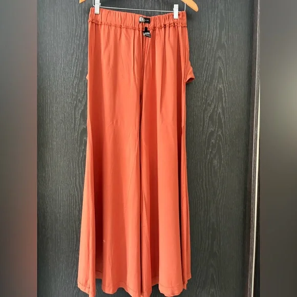 Rewash Terracotta Pants orange wide-leg palazzo pants. - Picture 4 of 9